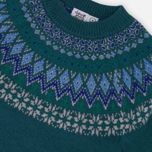 Knit Sweater With Nordic Jacquard Dark Green - Image 3