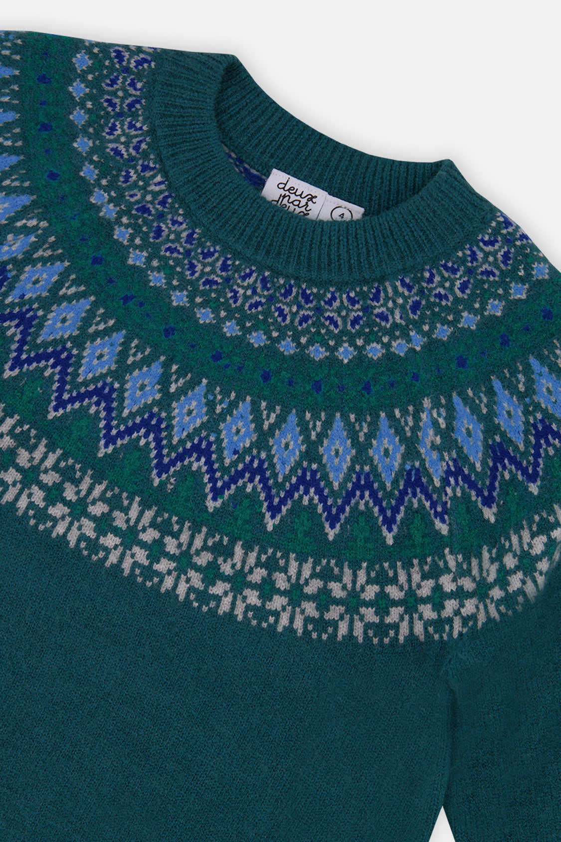 Knit Sweater With Nordic Jacquard Dark Green - Image 3