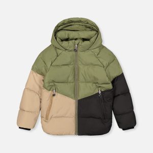 Color-Block Winter Jacket Olive Green