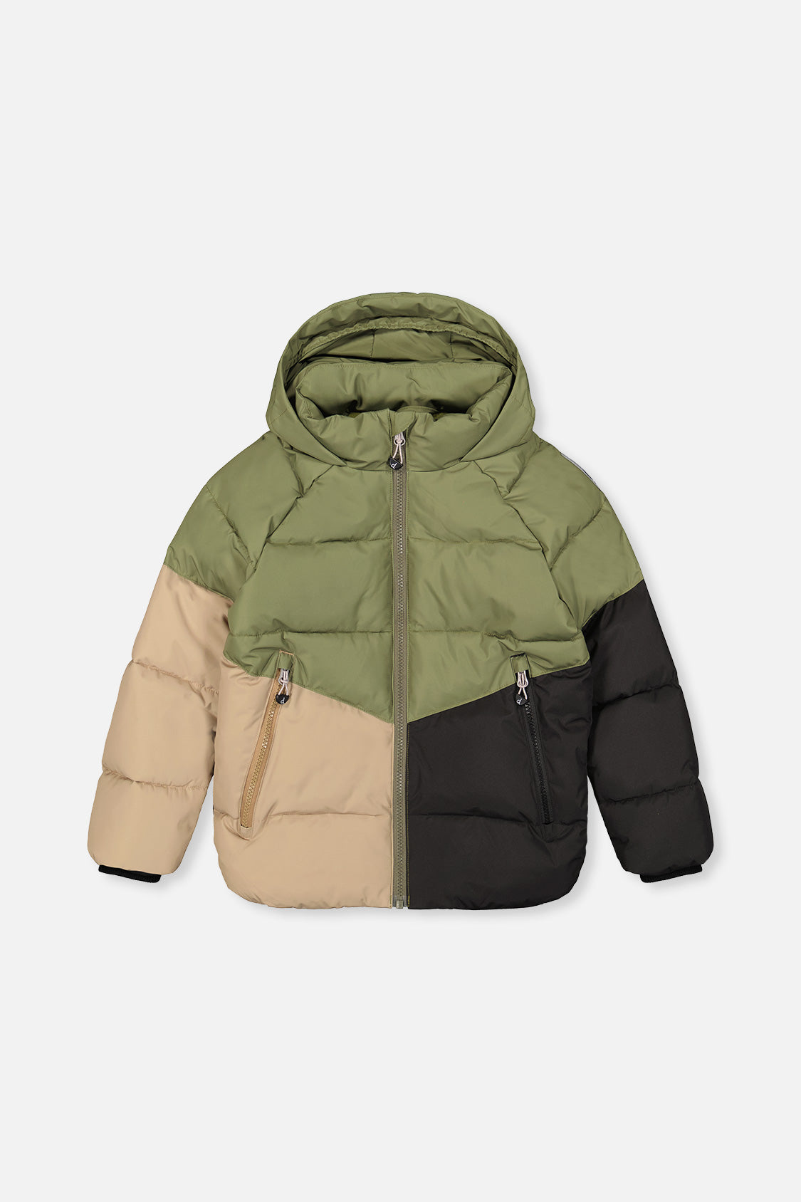 Color-Block Winter Jacket Olive Green - Image 13