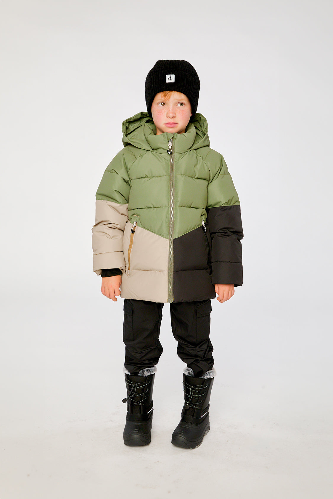 Color-Block Winter Jacket Olive Green - Image 2