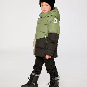 Color-Block Winter Jacket Olive Green - Image 4