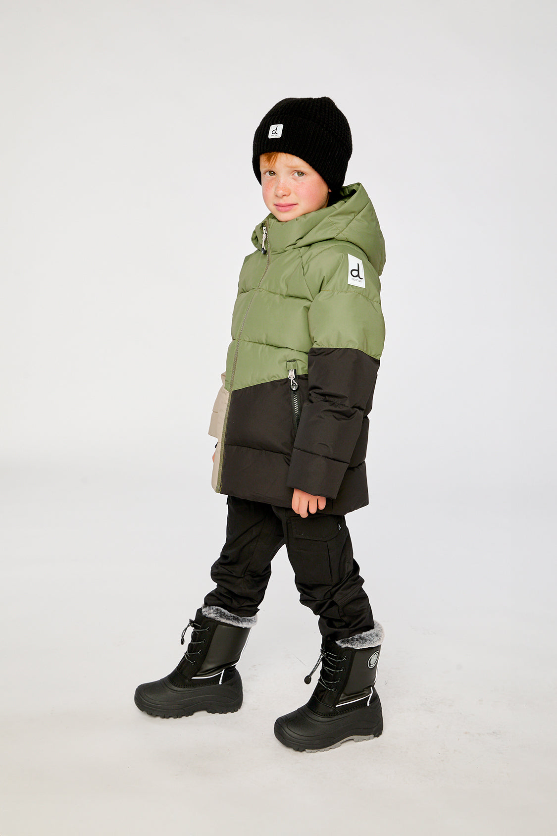 Color-Block Winter Jacket Olive Green - Image 4