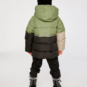 Color-Block Winter Jacket Olive Green - Image 5