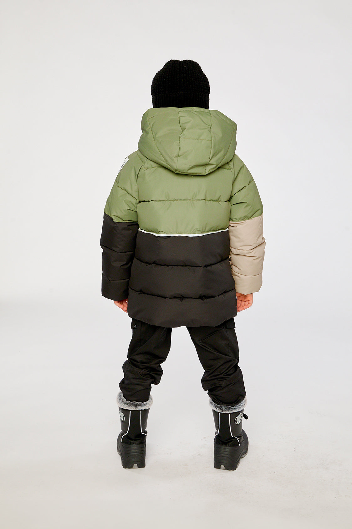 Color-Block Winter Jacket Olive Green - Image 5