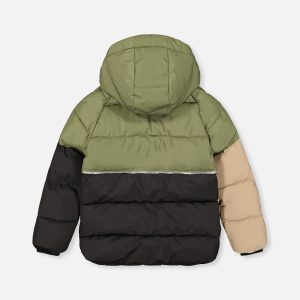 Color-Block Winter Jacket Olive Green - Image 3