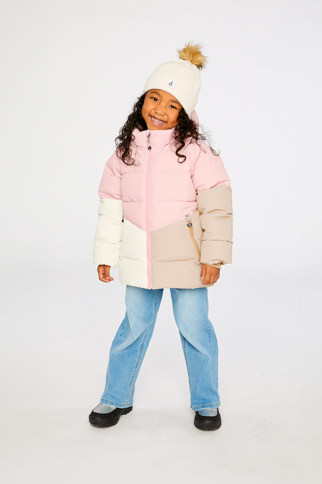Color-Block Winter Jacket Pale Dusty Pink - Image 2