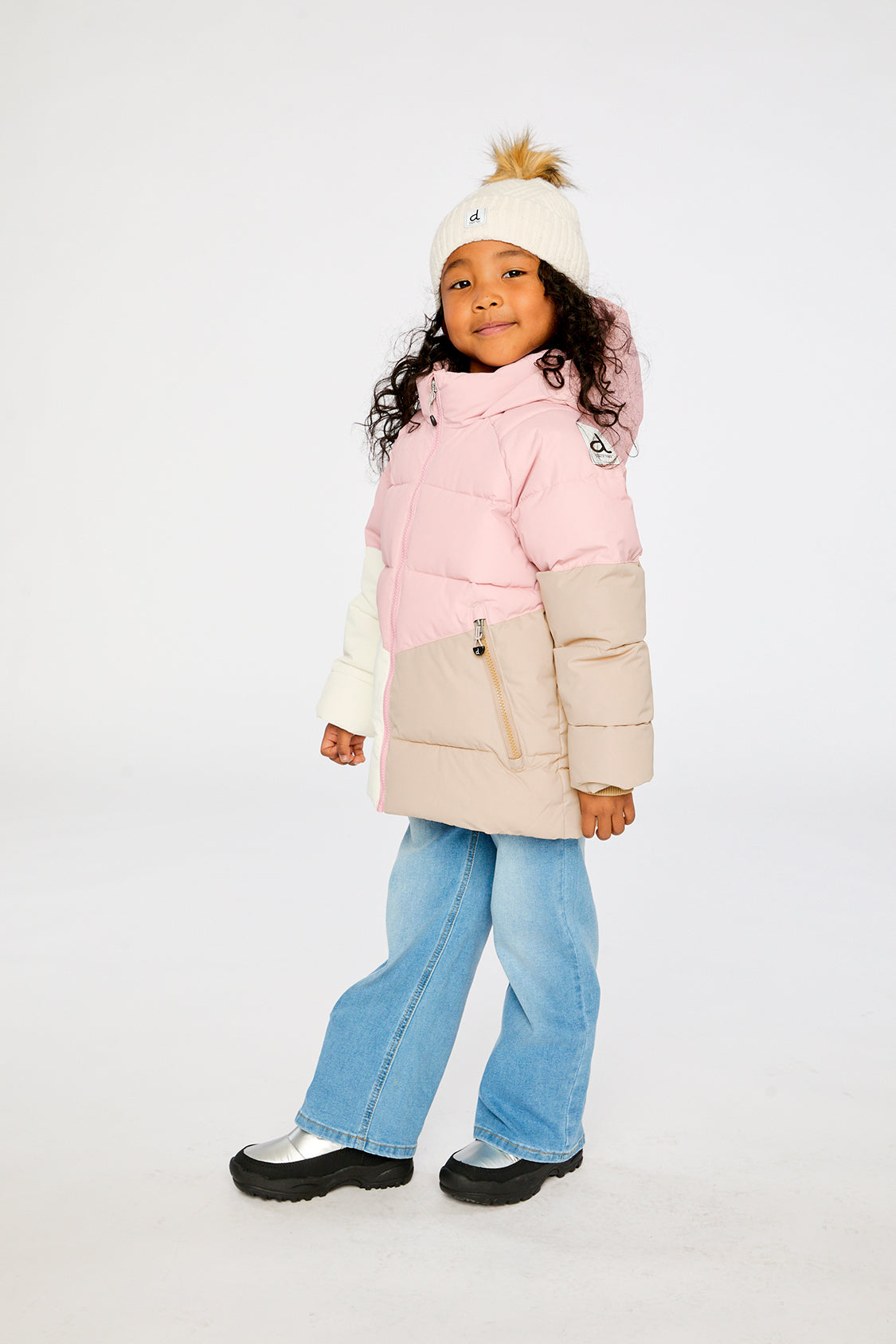 Color-Block Winter Jacket Pale Dusty Pink - Image 4