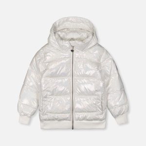 Winter Puffy Jacket White Glitter