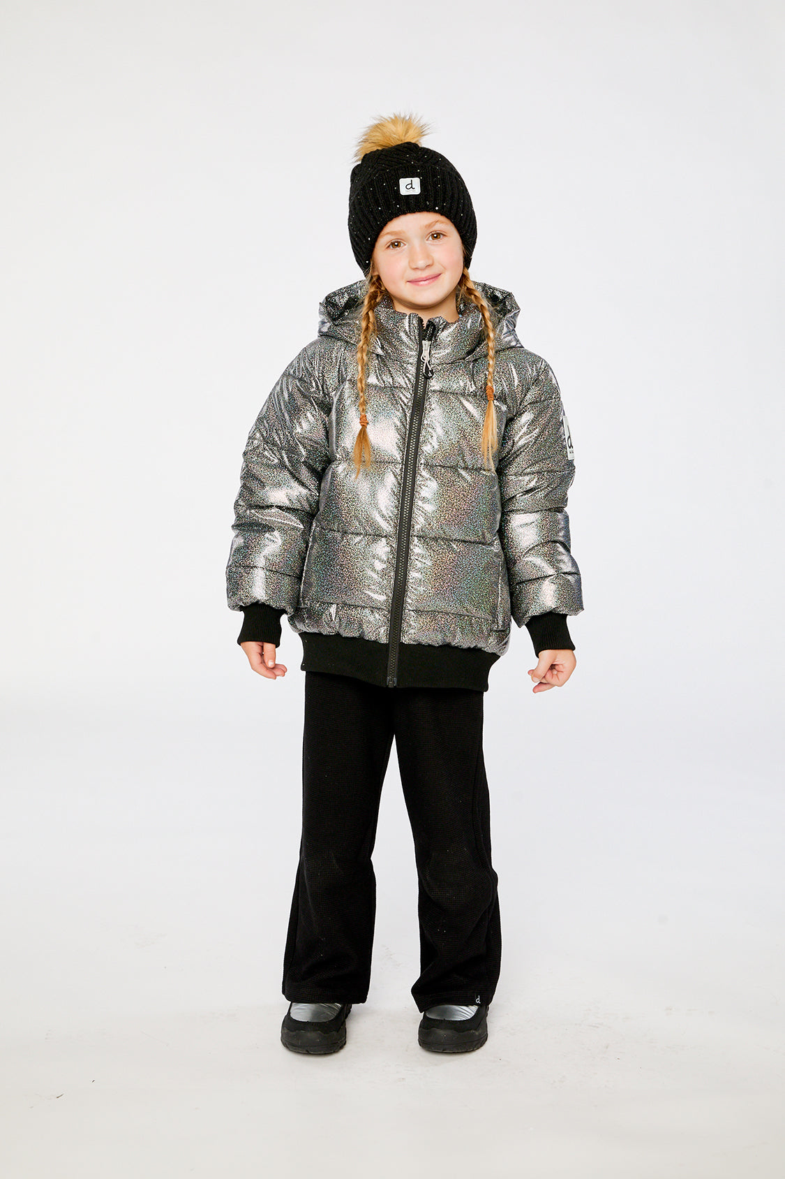 Winter Puffy Jacket Black Glitter - Image 2