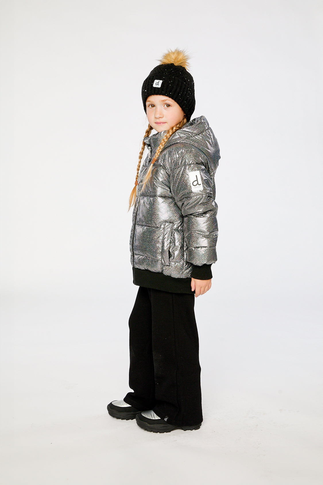 Winter Puffy Jacket Black Glitter - Image 4