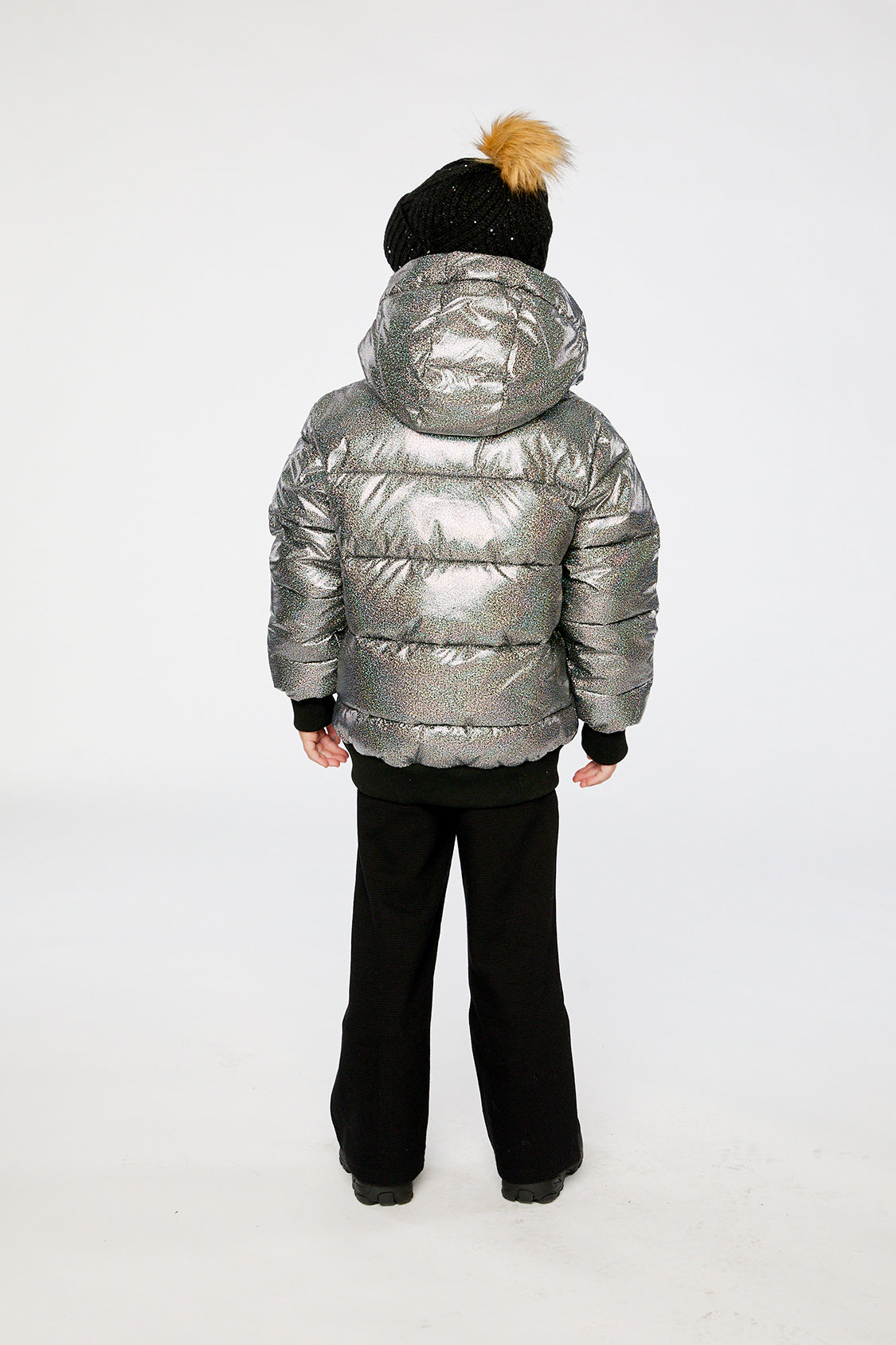 Winter Puffy Jacket Black Glitter - Image 5