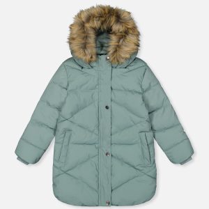 Long Winter Puffer Coat Sage Green - Image 9