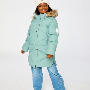 Long Winter Puffer Coat Sage Green - Image 2