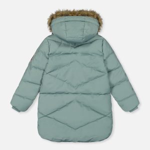Long Winter Puffer Coat Sage Green - Image 3