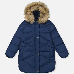 Long Winter Puffer Coat Dark Blue - Image 7