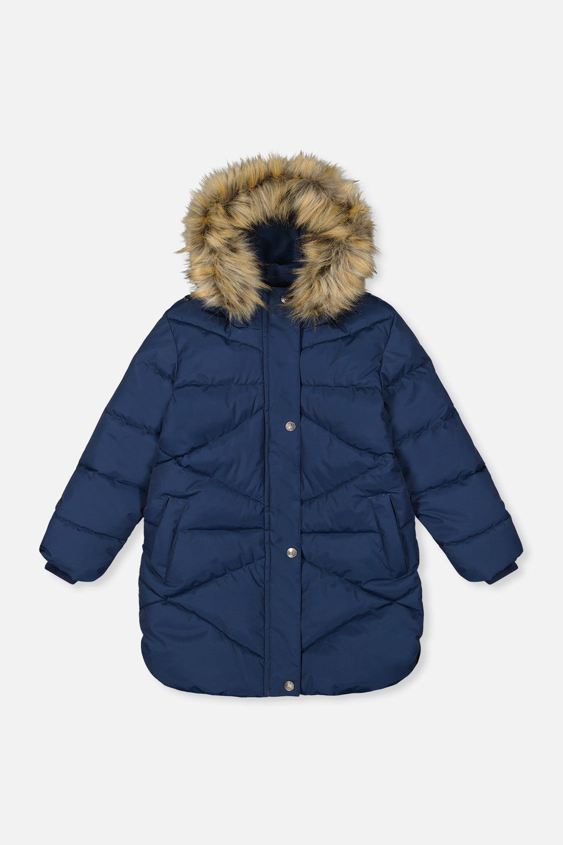 Long Winter Puffer Coat Dark Blue - Image 9