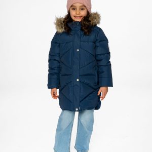 Long Winter Puffer Coat Dark Blue - Image 2