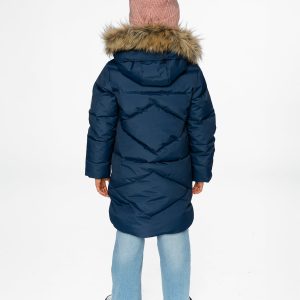 Long Winter Puffer Coat Dark Blue - Image 5