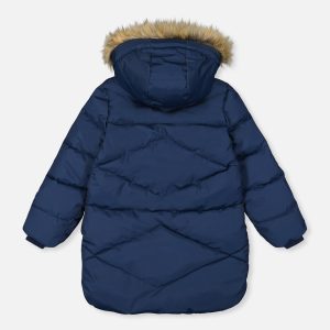 Long Winter Puffer Coat Dark Blue - Image 3