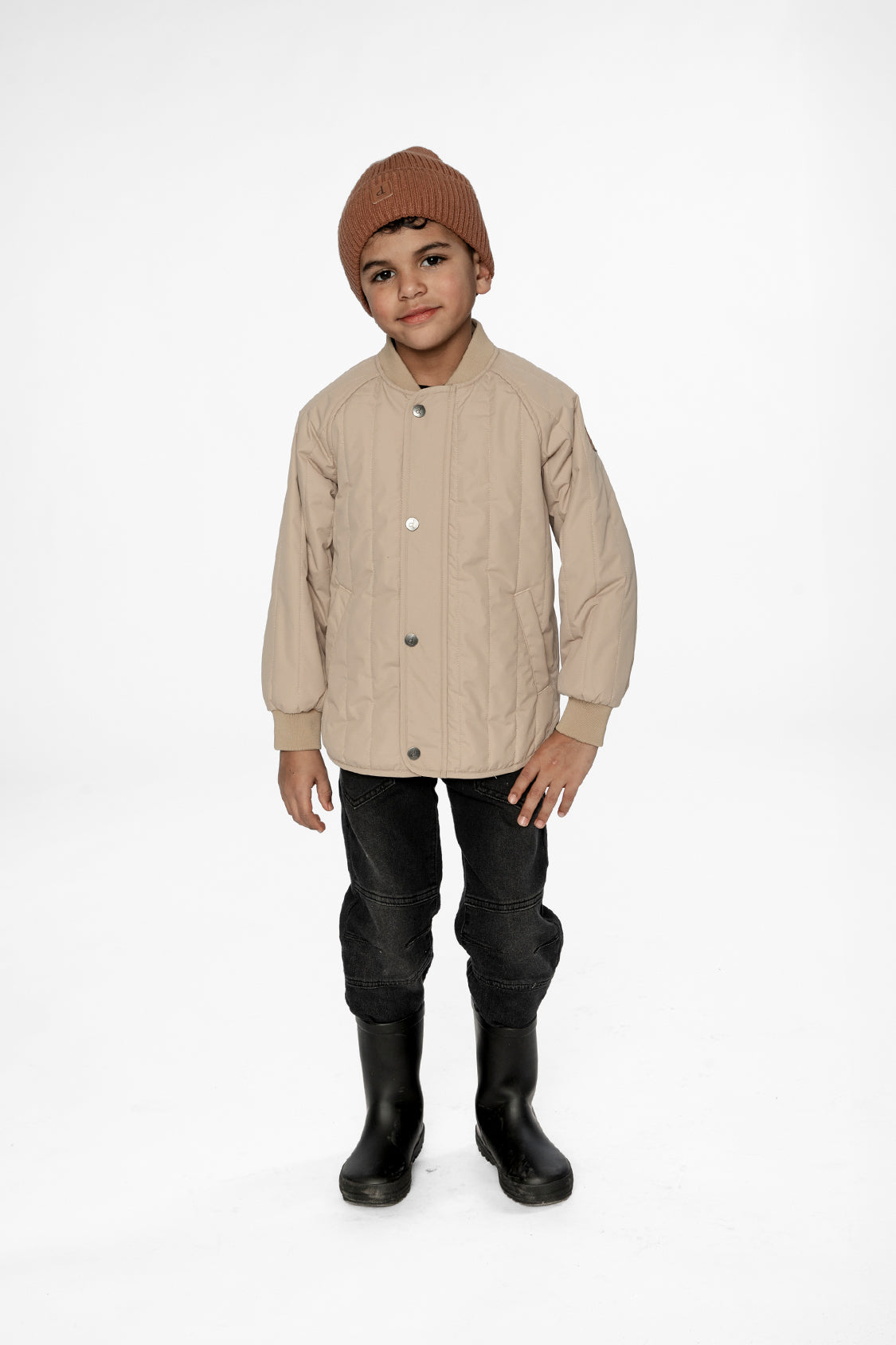 Quilted Raglan Sleeve Jacket Beige - Image 2