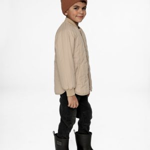 Quilted Raglan Sleeve Jacket Beige - Image 3