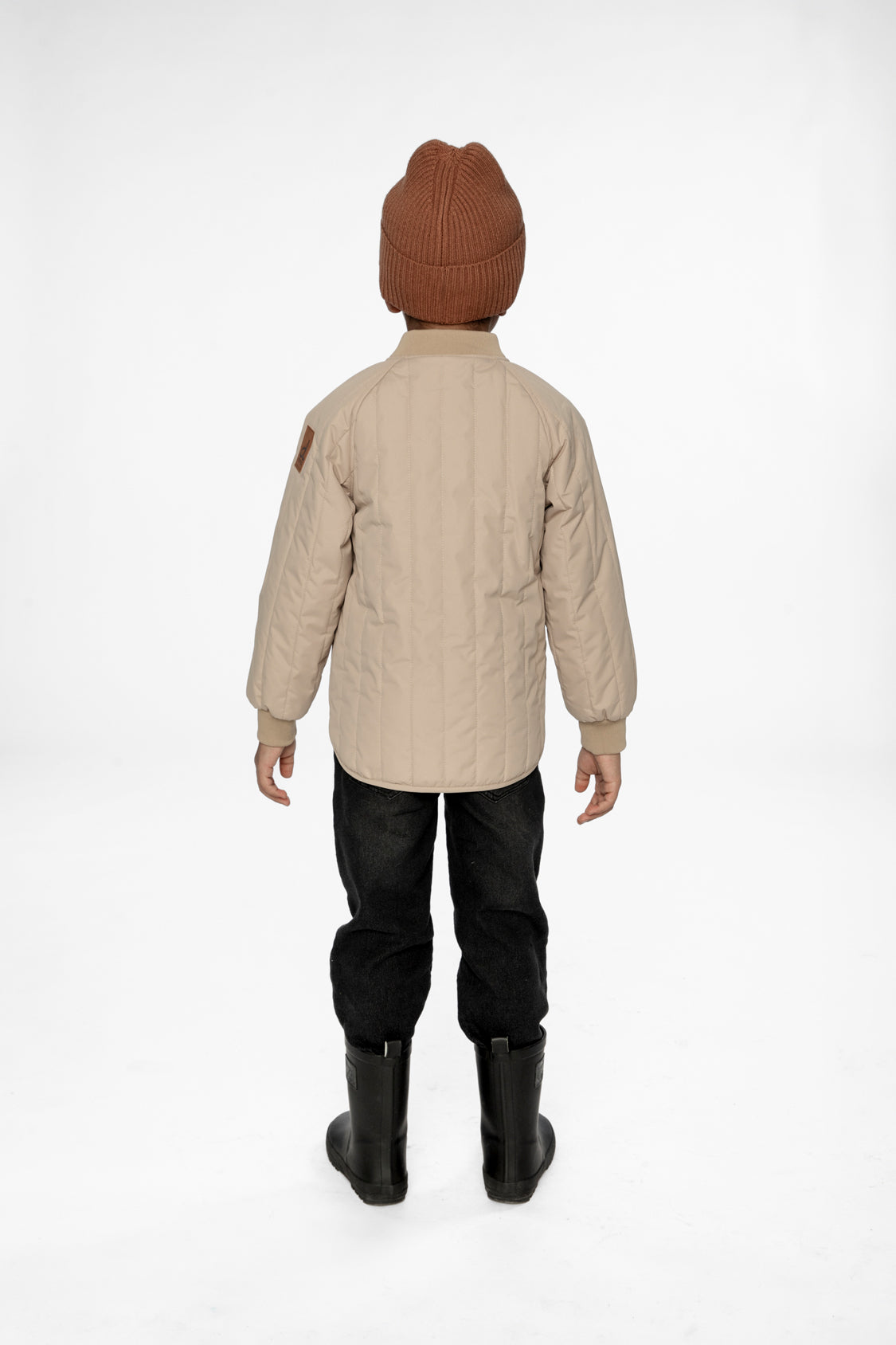 Quilted Raglan Sleeve Jacket Beige - Image 4