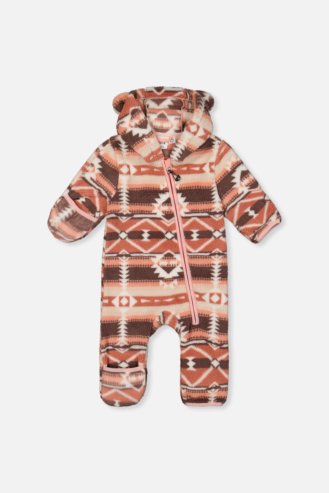 Baby Mid-Season Plush One-Piece Outerwear Aztec Pink - Image 11