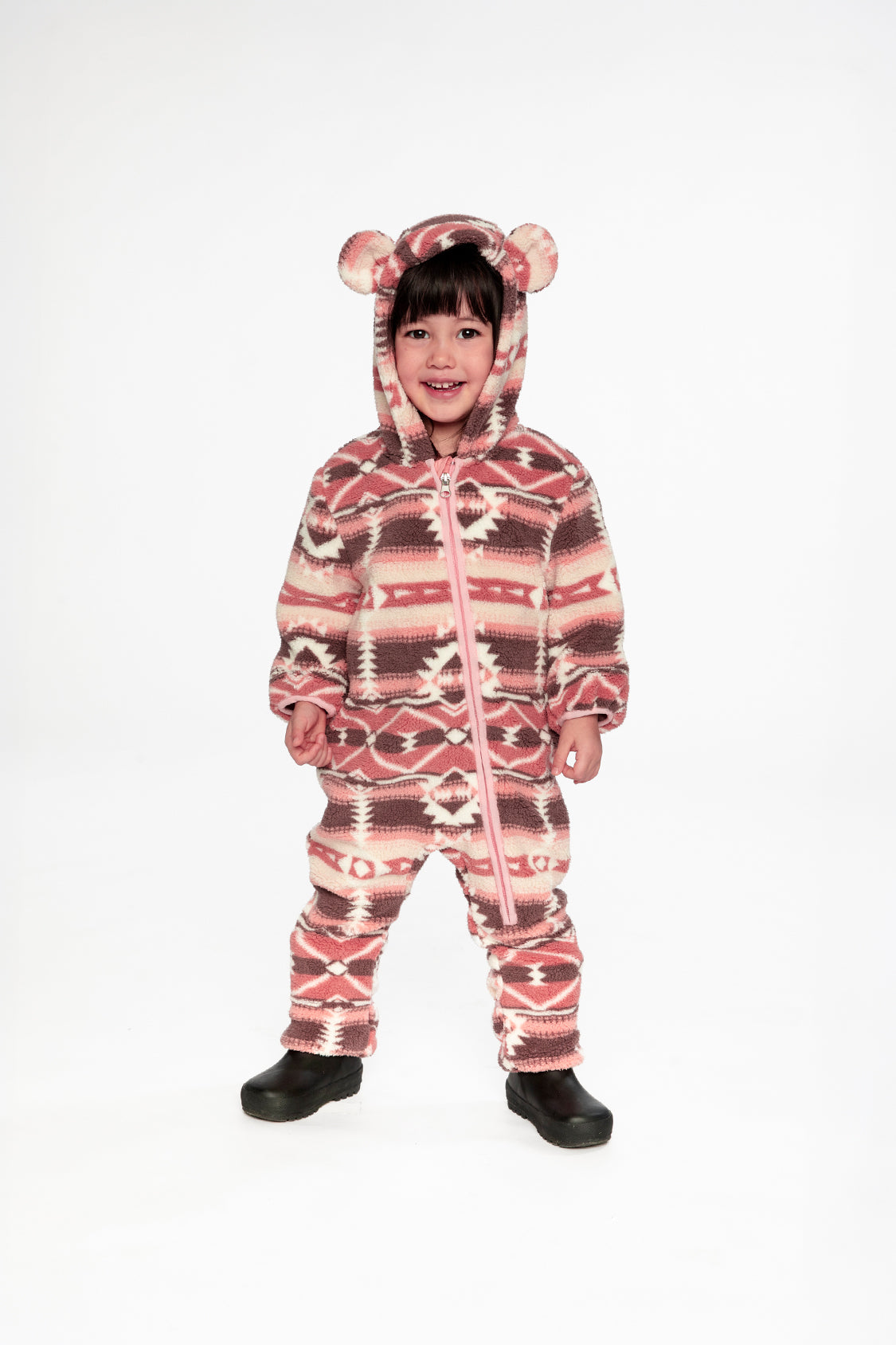 Baby Mid-Season Plush One-Piece Outerwear Aztec Pink - Image 2