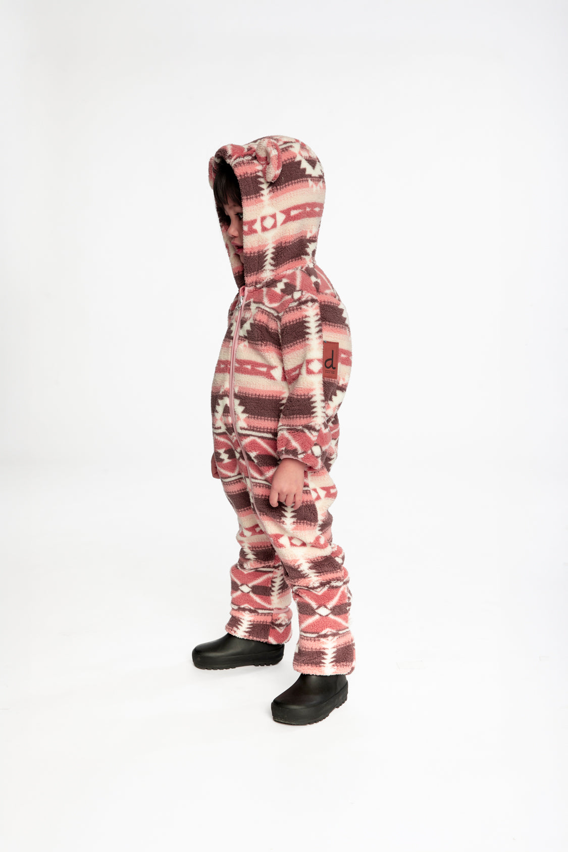 Baby Mid-Season Plush One-Piece Outerwear Aztec Pink - Image 3