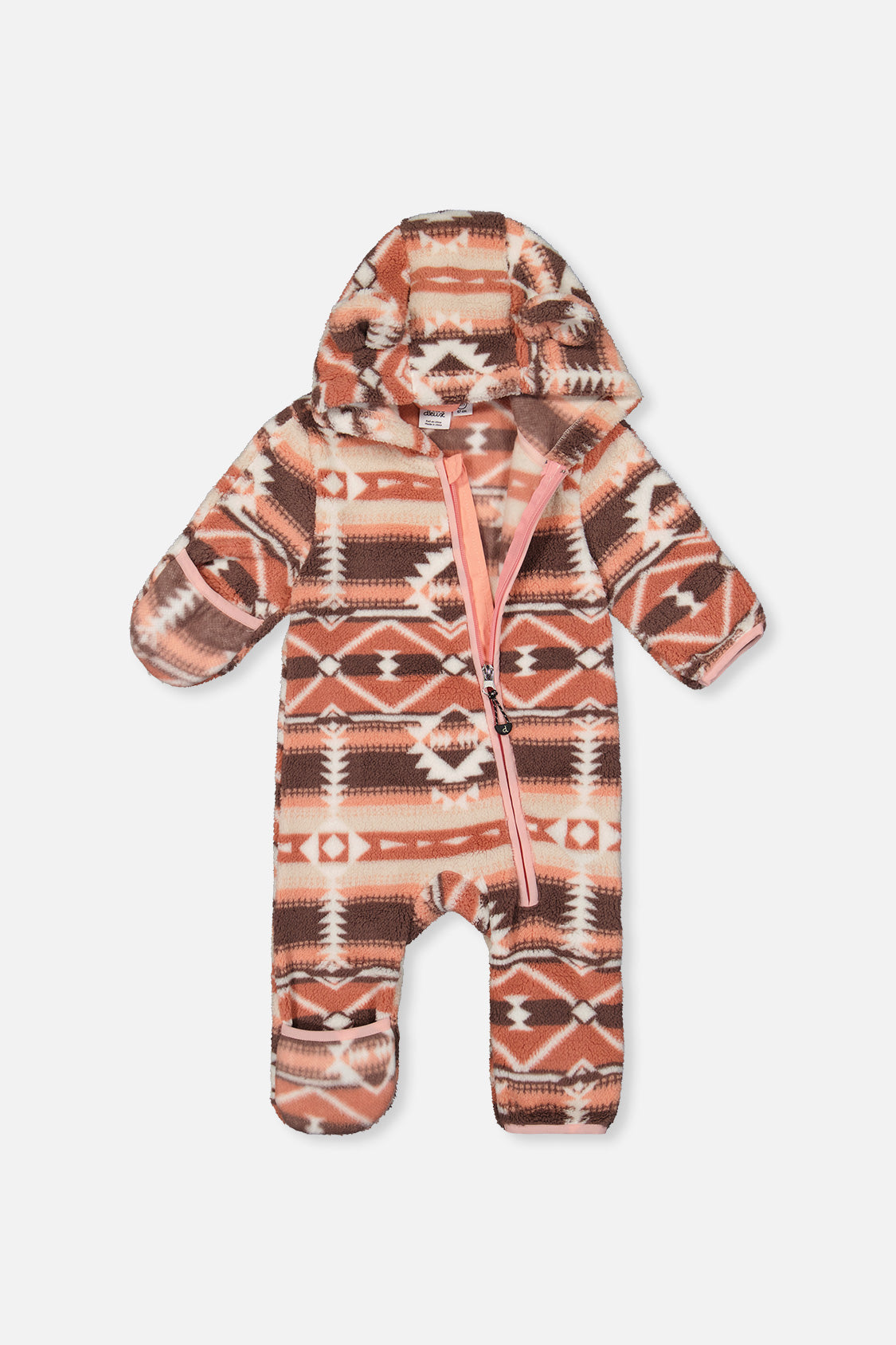 Baby Mid-Season Plush One-Piece Outerwear Aztec Pink - Image 5