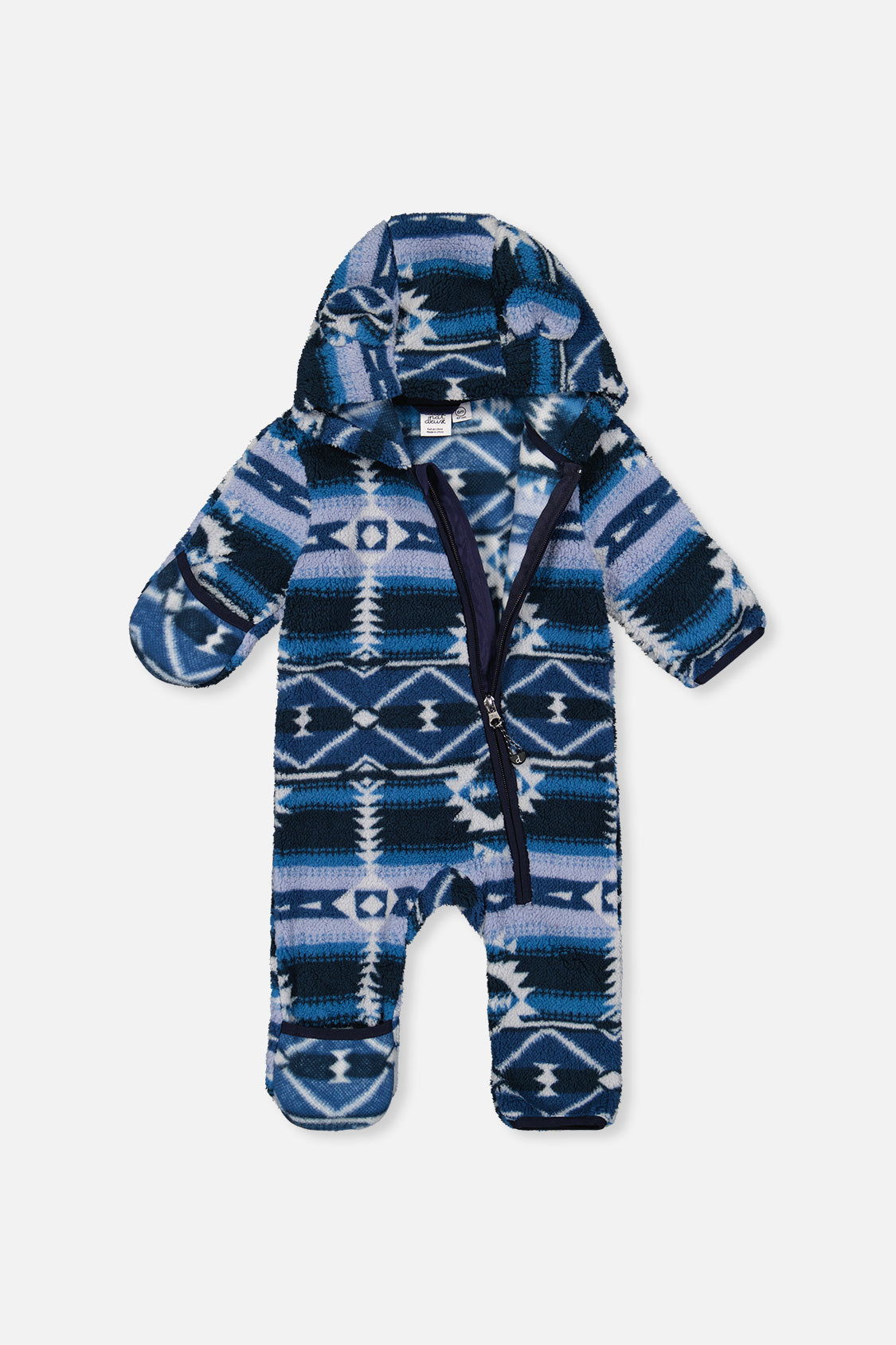 Baby Mid-Season Plush One-Piece Outerwear Aztec Blue - Image 5