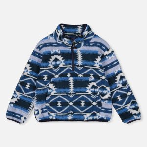 Mid-Season Plush Pullover Jacket Aztec Blue - Image 11