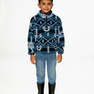 Mid-Season Plush Pullover Jacket Aztec Blue - Image 2