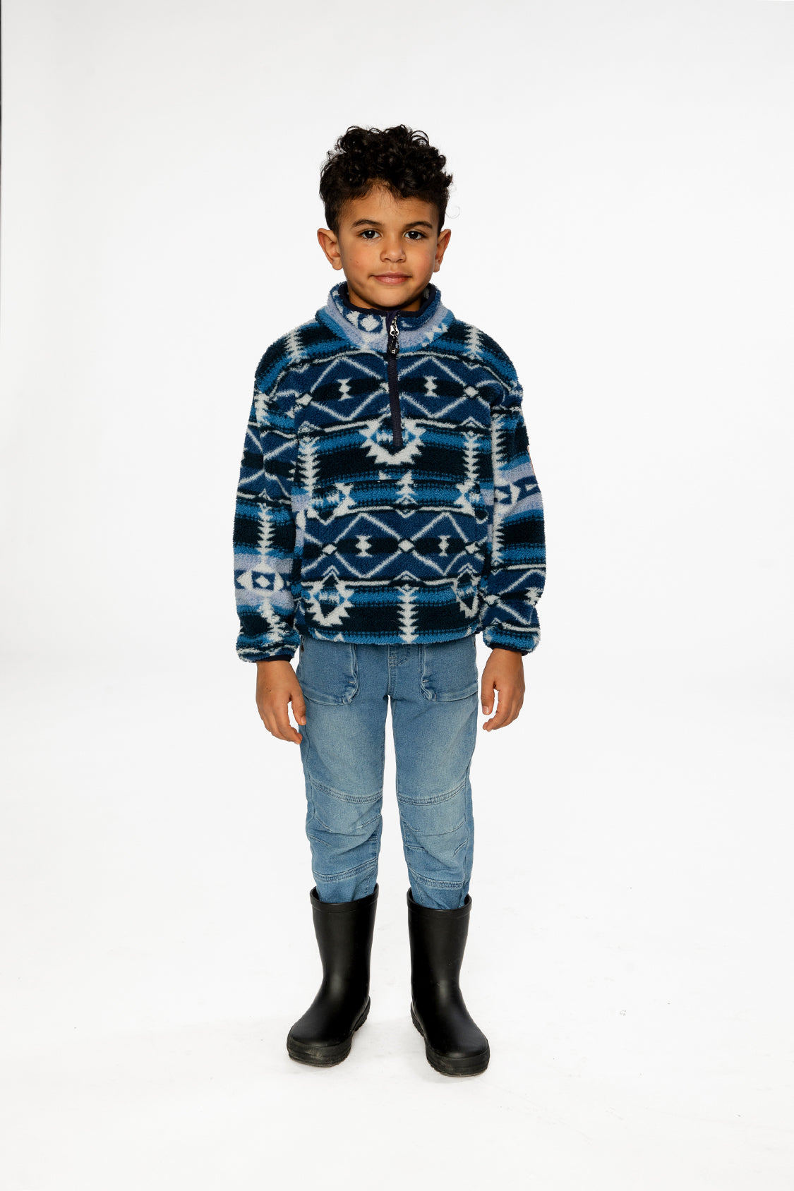 Mid-Season Plush Pullover Jacket Aztec Blue - Image 2