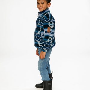 Mid-Season Plush Pullover Jacket Aztec Blue - Image 3