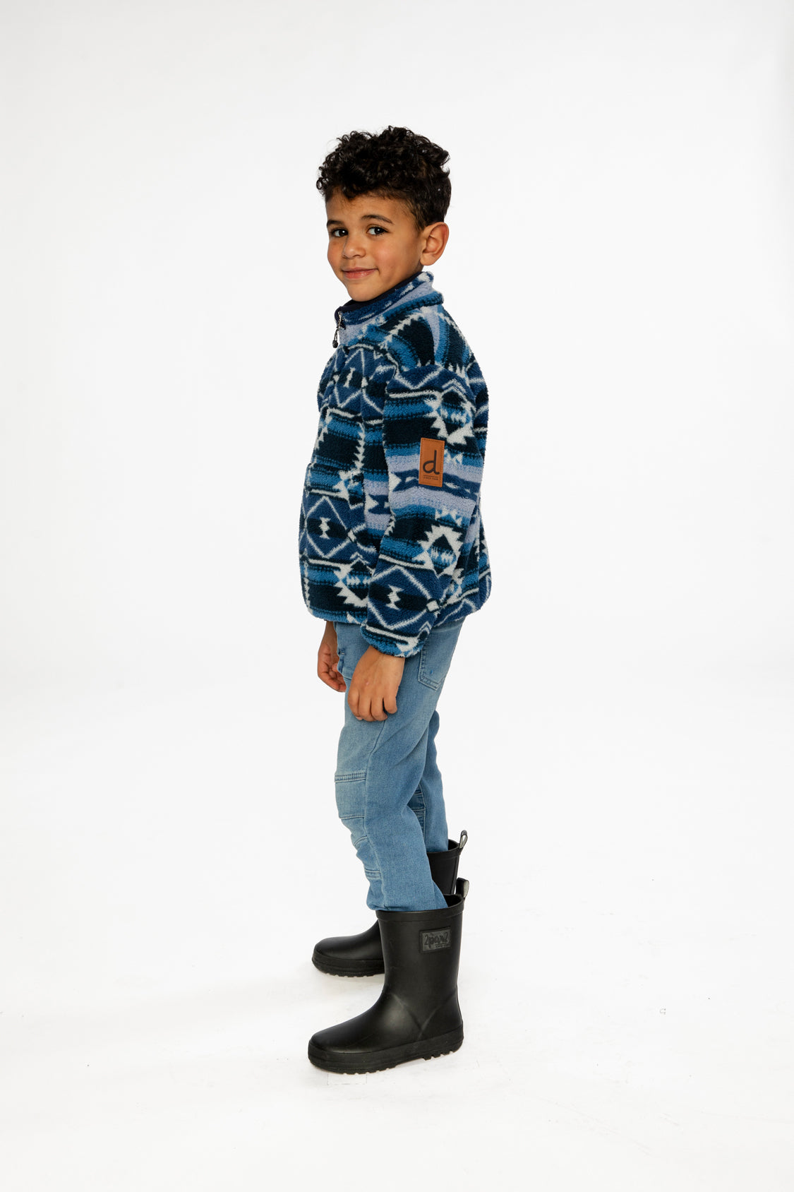 Mid-Season Plush Pullover Jacket Aztec Blue - Image 3