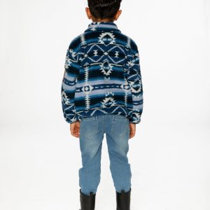 Mid-Season Plush Pullover Jacket Aztec Blue - Image 4