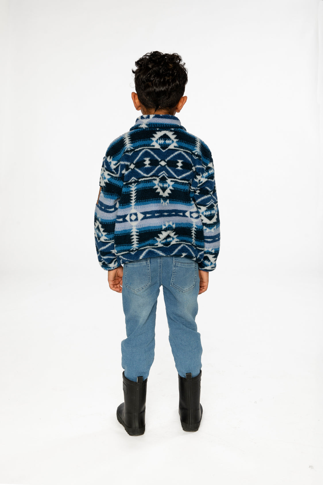 Mid-Season Plush Pullover Jacket Aztec Blue - Image 4