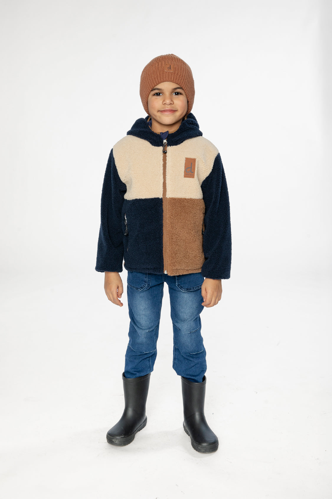 Reversible Mid-Season Jacket Dark Blue, Beige And Brown - Image 2