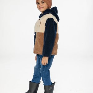 Reversible Mid-Season Jacket Dark Blue, Beige And Brown - Image 3