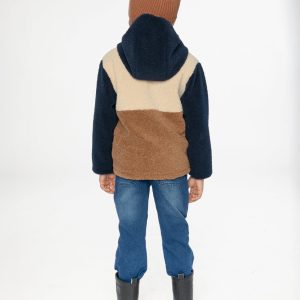 Reversible Mid-Season Jacket Dark Blue, Beige And Brown - Image 4