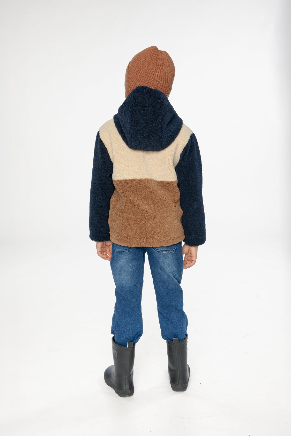 Reversible Mid-Season Jacket Dark Blue, Beige And Brown - Image 4