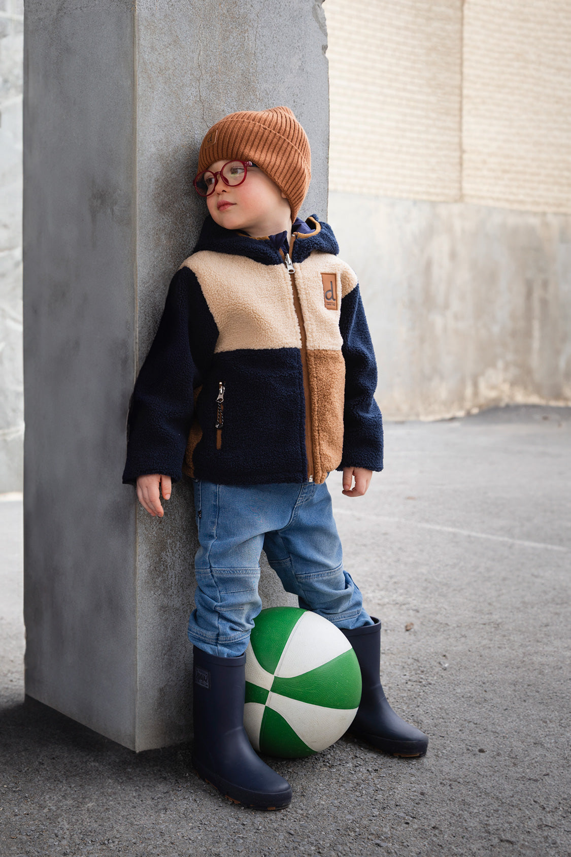 Baby Reversible Mid-Season Jacket Dark Blue, Beige And Brown - Image 2