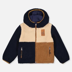 Reversible Mid-Season Jacket Dark Blue, Beige And Brown - Image 5
