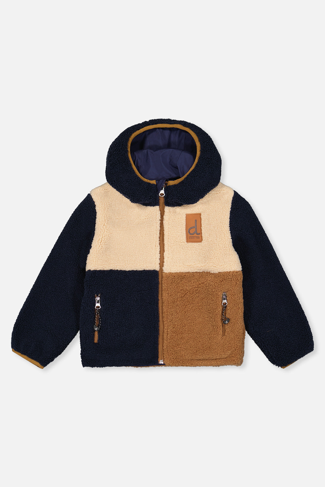 Reversible Mid-Season Jacket Dark Blue, Beige And Brown - Image 5