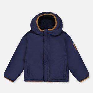 Baby Reversible Mid-Season Jacket Dark Blue, Beige And Brown - Image 3
