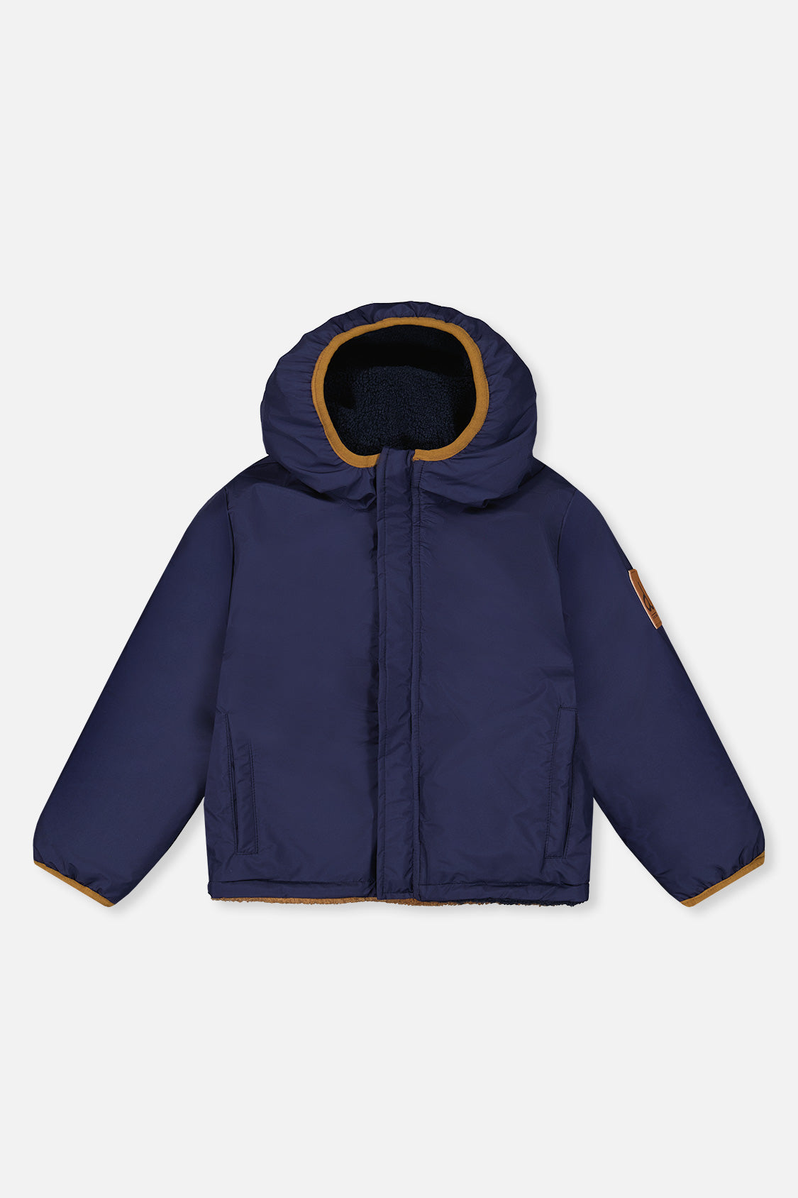Baby Reversible Mid-Season Jacket Dark Blue, Beige And Brown - Image 3