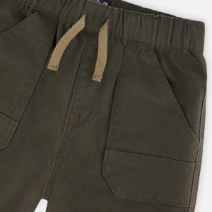 Baby Stretch Canvas Jogger Pants Very Dark Green - Image 3