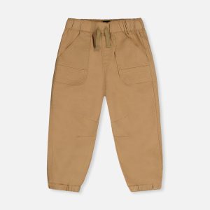 Stretch Canvas Jogger Pants Beige - Image 6